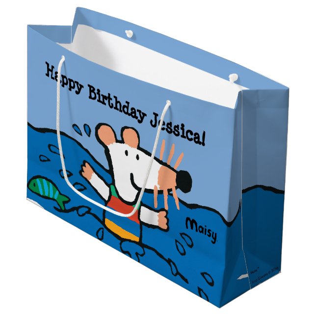 Maisy Goes Swimming Birthday Large Gift Bag (Front Angled)