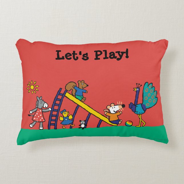 Maisy on the Playground with Friends Decorative Pillow (Front)