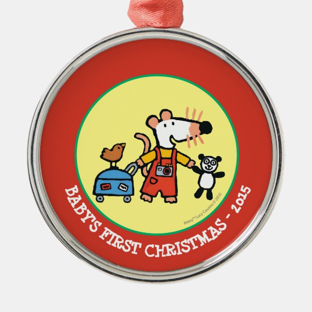 Maisy Ready for Vacation with Luggage Metal Ornament (Front)