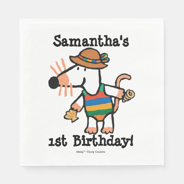Maisy With Shells Birthday Napkin (Front)
