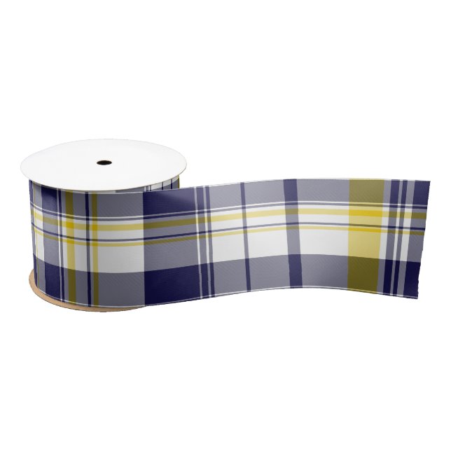Maize and Blue Plaid Ribbon Satin Ribbon (Spool)