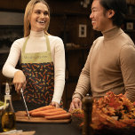 Maize or Indian Corn Fall Themed Personalized Apron<br><div class="desc">This personalized apron is perfect for cooking Thanksgiving dinner or any fall feast. My Indian corn or flint corn illustrations have rich autumn hues and are set against a chocolate brown background. Add your own custom text to the top of this apron.</div>