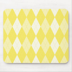 Maize Yellow Argyle Pale Gold Small Diamond Shape Mouse Pad