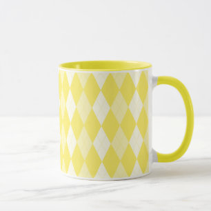 Maize Yellow Argyle Pale Gold Small Diamond Shape Mug