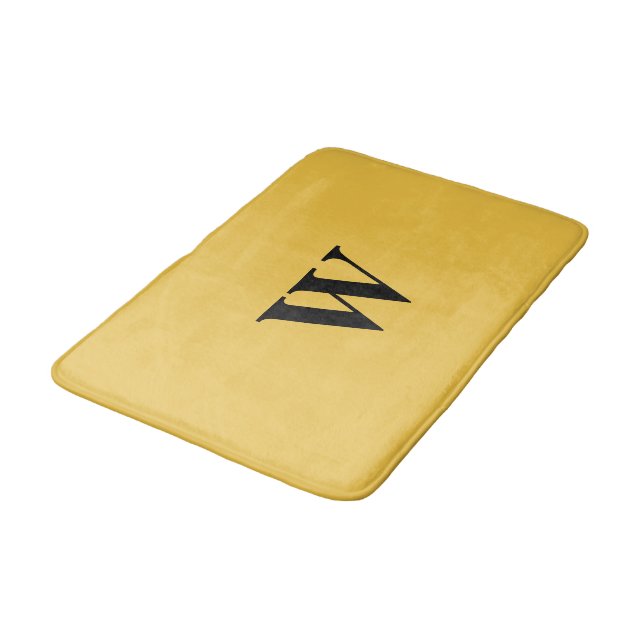 Maize Yellow Black Monogram Bath Mat (Angled)