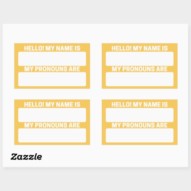 Maize Yellow Name & Pronoun Labels (Sheet)