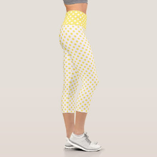 Maize Yellow Polka Dots Circles Capri Leggings