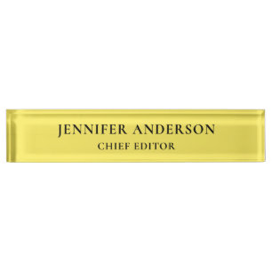 Maize Yellow Professional Modern Plain Minimalist Nameplate