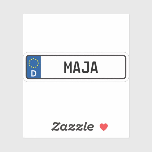 Maja German Car License Plate (Sheet)