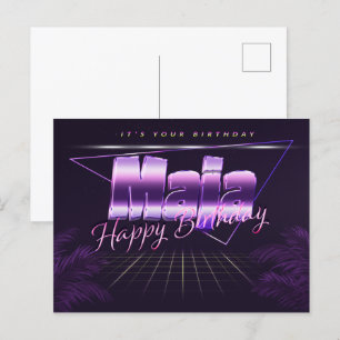 Maja prénom carte postale violette anniversaire