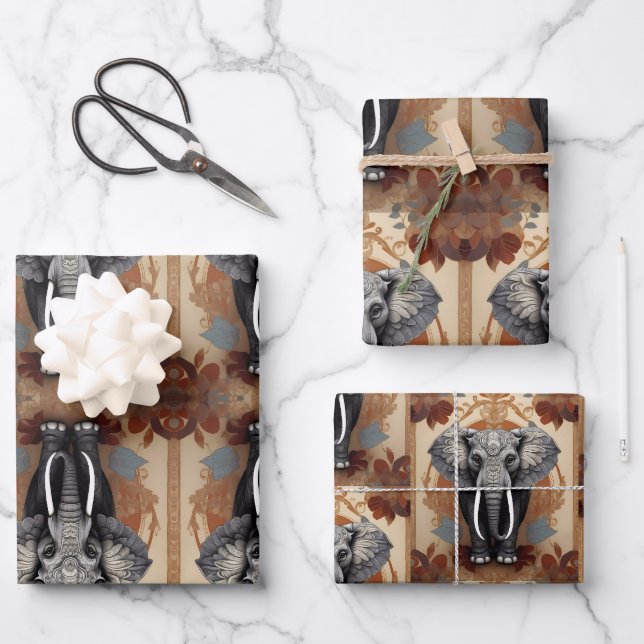 Majestic African Elephant  Wrapping Paper Sheet (Front)