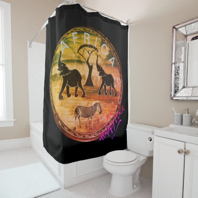 Majestic African Elephant Zebra Savannah Art Print (In Situ)