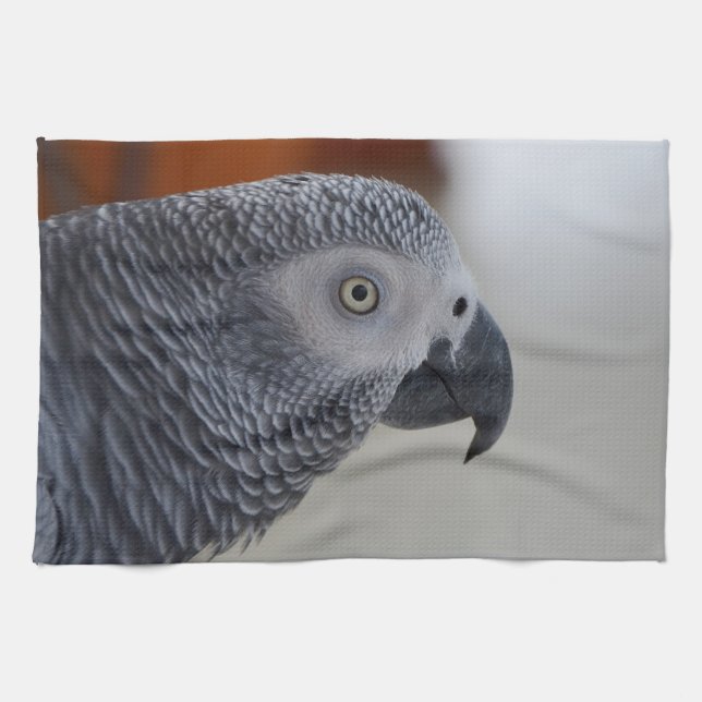 Majestic African Grey Parrot Kitchen Towel (Horizontal)