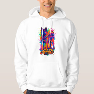 Majestic Akita – Vibrant Colourful Pop Art Illustr Hoodie