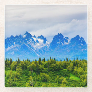 Majestic Alaska Mountains Glass Coaster