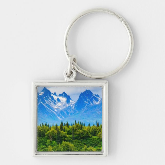 Majestic Alaska Mountains Keychain (Front)