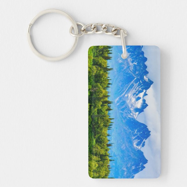 Majestic Alaska Mountains Keychain (Front)