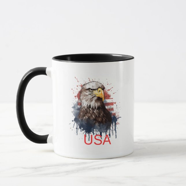 Majestic American Bald Eagle in Watercolor Mug (Left)