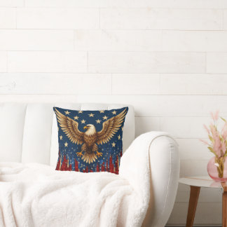 “Majestic American Eagle Throw Pillow – Patriotic