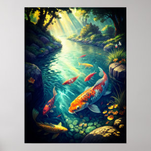 Majestic Ancient Chinese Landscape with River and Poster