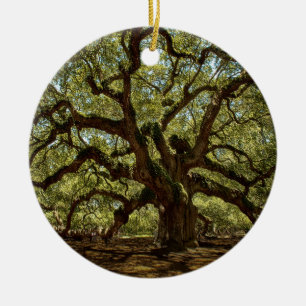 Majestic Angel Oak Ceramic Ornament