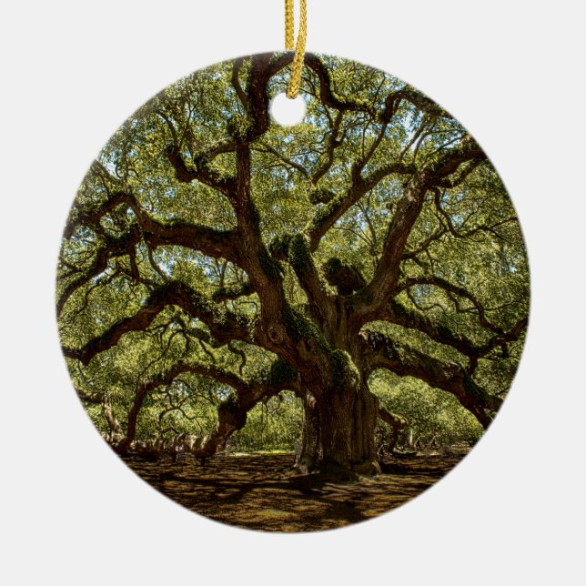 Majestic Angel Oak Ceramic Ornament (Front)