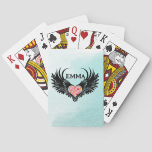 Majestic Angel with Black Wings Playing Cards