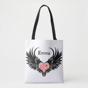 Majestic Angel with Black Wings Tote Bag