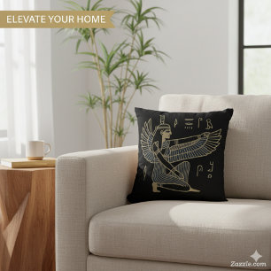 Majestic Ankh Golden Royal Amulet Throw Pillow