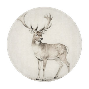 Majestic Antlered Deer Sketch Cutting Board