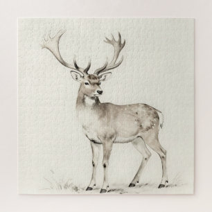 Majestic Antlered Deer Sketch Jigsaw Puzzle