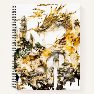 Majestic Asian Mythology Dragon Temple Fantasy Notebook
