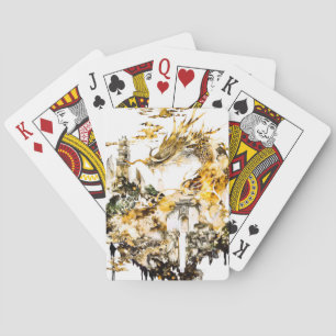 Majestic Asian Mythology Dragon Temple Fantasy  Playing Cards