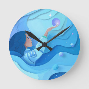 Majestic Astronaut Round Clock