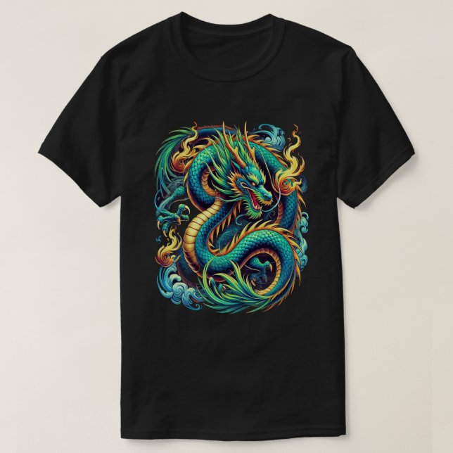 Majestic Azure Dragon T-Shirt (Design Front)