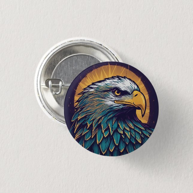Majestic Bald Eagle 1 Inch Round Button (Front & Back)