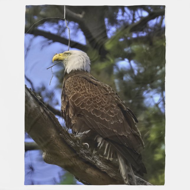 Majestic Bald Eagle  Fleece Blanket (Front)