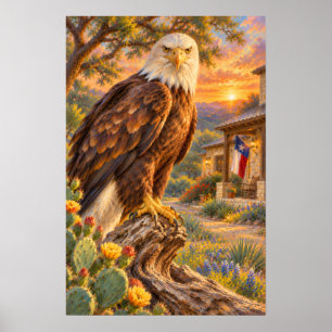 Majestic Bald Eagle in Texas Light Poster