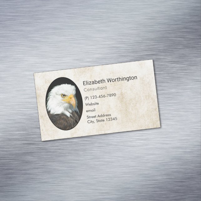 Majestic Bald Eagle Portrait Magnetic Business Card (In Situ)