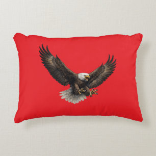 Majestic Bald Eagle Red Accent Pillow