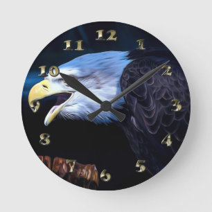 Majestic Bald Eagle Round Clock