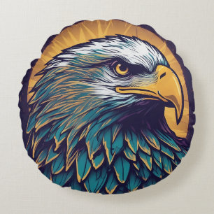 Majestic Bald Eagle Round Pillow