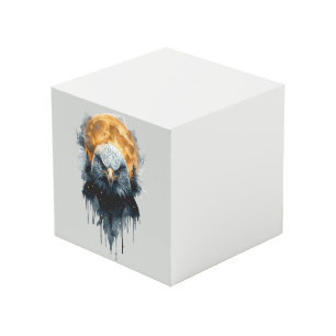 Majestic Bald Eagle Watercolor Moon Wildlife Art Cube