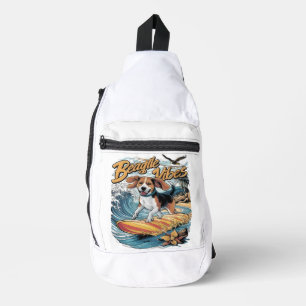 Majestic Beagle Conquers the Wave Surfing Sling Bag
