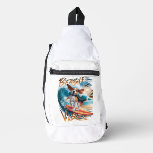 Majestic Beagle Dog Surfing the Giant Waves Sling Bag