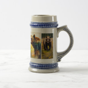 Majestic Bear Family in Sunlit Forest – Nature-Ins Beer Stein