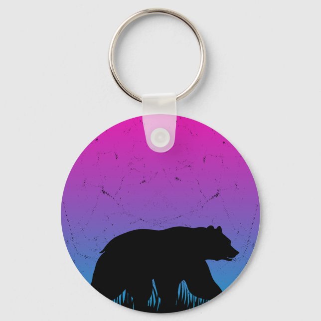 Majestic Bear Silhouette Nature Keychain (Front)