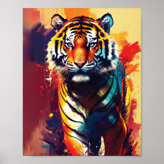 Majestic Beauty - Colourful Tiger Abstract Art Poster