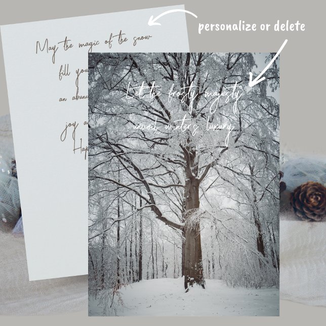Majestic beech tree in the winter forest thank you card (Creator Uploaded)