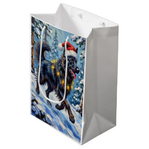 Majestic Belgian Shepherd Snow Forest Christmas Medium Gift Bag